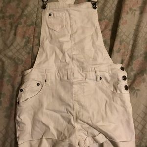 White overall shorts